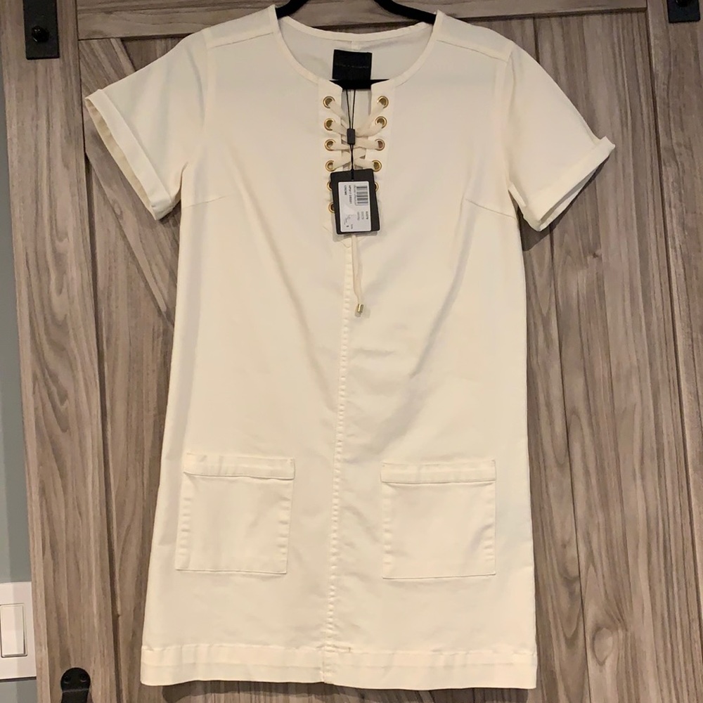 Creme Denim Boxy Style Dress